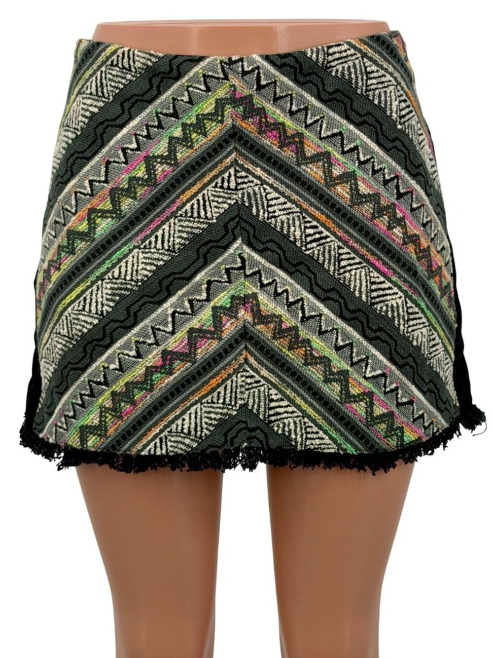 NWT Urban Outfitters Geometric Fringe Hem Mini Skirt L | Indie Sleaze Whimsigoth - Picture 2 of 16